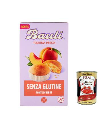 Italian Gourmet E.R. Bauli Tortina Pesca Senza Set of 6 boxes of gluten-free gluten-free breakfast 140 g + Italian gastronomic pulp 400 g