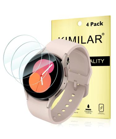 KIMILAR 4 Pack Galaxy Watch 4 / Galaxy Watch 5 Screen Protector 40mm Waterproof Tempered Glass Screen Protector Cover Compatible with SAMSUNG Galaxy Watch 5 40mm Smartwatch and Galaxy Watch 4 40mm