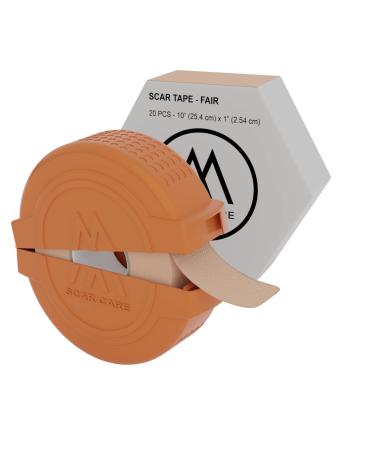 Motivo Scar Tape - 20 Strips I 10x1  | Water and Sweat Resistant Scar Tape  Latex-Free  Sticks for 3-5 Days | Scar Tape for Surgical Scars  C Sections  Burns  Gender Affirming Surgery - Fair