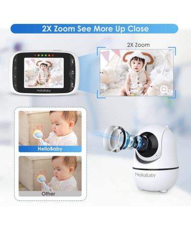 Hello Baby Monitor with Camera and Audio, LCD Display Video Baby Monitor - No WiFi, Infrared Night Vision, Temperature Screen, Lullaby, Two-Way Audio and VOX Mode (HB66) - Buy Online on GoSupps.com