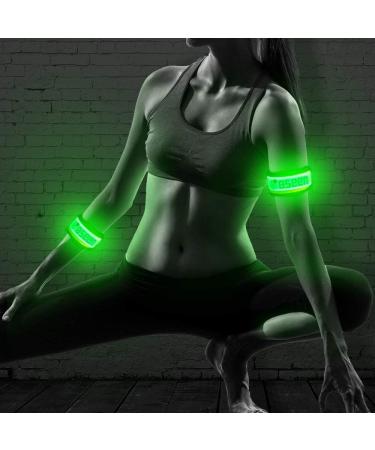 BSEEN LED Armband 2 Pack - High Visibility Light Up Sports Wristbands for Runners, Joggers, Cyclists - Adjustable Glowing Bracelets - Green - Version 2 - Buy Online on GoSupps.com