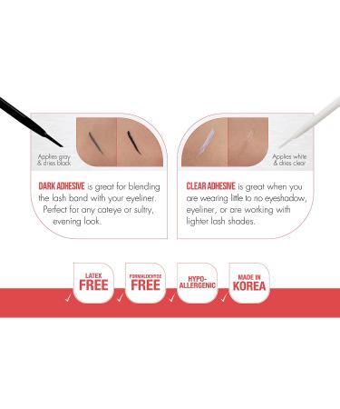 Duo Adhesives 2-in-1 Brush On False Eyelash Adhesive - Dual-Ended Clear & Dark Formula for Strip Lashes - 0.18 oz 1-Pack - Buy Online on GoSupps.com