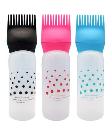 Poupangke 3 Oil Scalp Applicator Oil Applicator for Hair Dye Hair Oiling Applicator Bottle Hair Dye Brush Bottle for Hair Dyeing