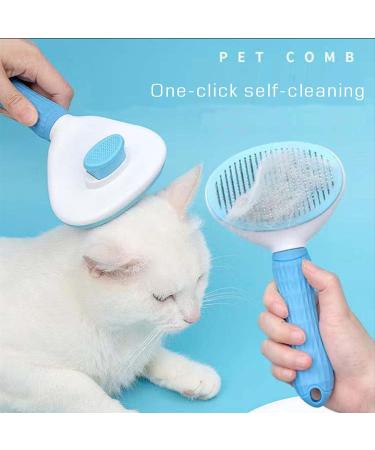 Dog Cat Rabbit Hair Slicker Brush Combs Accessories for Grooming Suitable for Shorter Hair for Cleaning and Loosening Pet Fur and Dirt With a One-Key Hair Removal Comb Function. fine needle Blue - Buy Online on GoSupps.com