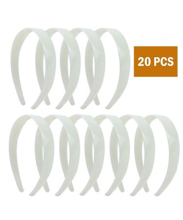 Timoo 20 Pcs Plastic Headbands - 1 Wide No Teeth Hair Bands for DIY & Craft - White - Girls & Women's Accessories - Buy Online on GoSupps.com