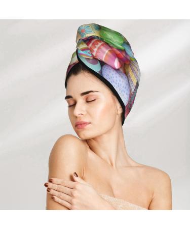Hair Towel Wrap | Quick-Dry Hair Turban with Button | Easter Eggs Design - Perfect for All Hair Types - Buy Online on GoSupps.com