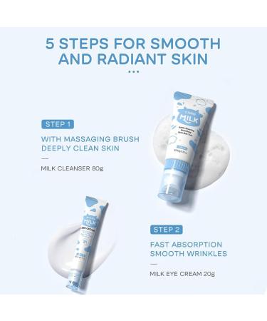 Milk Skin Care Gift Set for Teen Girls 5Pcs Deep Moisturizing Daily Facial Treatment with Cleanser Cream Sunscreen Eye Cream Face Cream - Buy Online on GoSupps.com