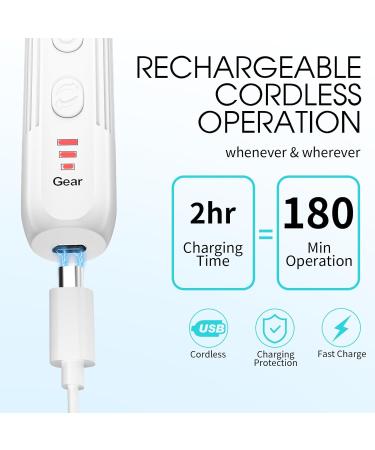 Electric Nail Drill Kit - Professional Cordless Manicure/Pedicure Set | Rechargeable 3-Speed Nail File for Thick Toenails & Cuticles - Perfect for Home & Salon Use - Buy Online on GoSupps.com