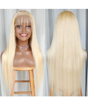 20 Blonde Lace Front Wig Human Hair 13x4 HD Transparent Lace Frontal 10A Brazilian Virgin Hair Pre Plucked with Baby Hair 150% Density - 20 Inch 613 Blonde Wig - Buy Online on GoSupps.com
