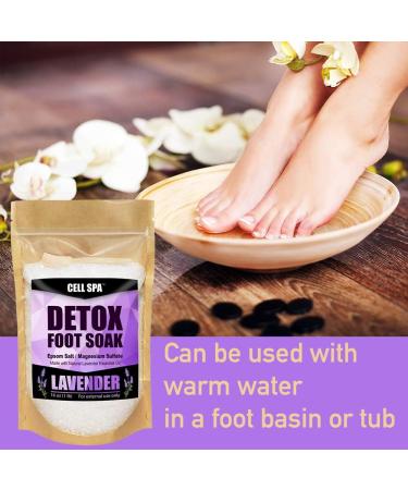 Premium 16oz Lavender Scented Foot Soak Bath with Epsom Salt & Magnesium Sulfate - Detox, Relieve Stress, Eliminate Odors & Soften Feet - Buy Online on GoSupps.com