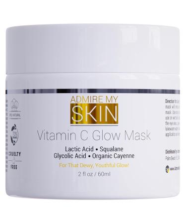Vitamin C Face Mask | Brightening & Hydrating with Glycolic Acid Lactic Acid & Squalane Oil | Glow & Even Skin Tone | 2oz - Buy Online on GoSupps.com