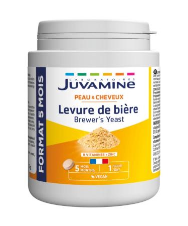 JUVAMINE - Brewer's yeast - Skin beauty hair and nails - Vitality - Vitamins B1 B2 B3 B5 B6 B8 B9 and B12 + Zinc - 5 month program - Made in France