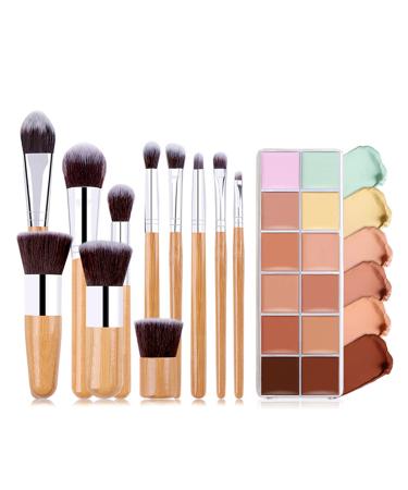 Roseflower 12 Colors Foundation Concealer Palette+ 11 Makeup Brush Professional Makeup Highlight & Contour Pro Palette Cosmetics Creme Contours Kit Fallable Matt and For Helle & Dark Haut #4