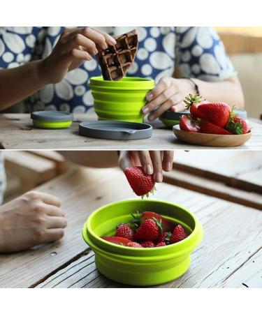 LAOPAO Collapsible Silicone Bowl with Lid - Yellow 500ml - Travel, Camping, Hiking - Food-Grade, Space-Saving - Buy Online on GoSupps.com