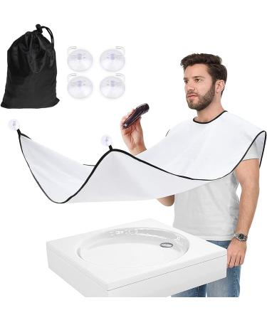 CHEDODU Waterproof Beard Apron Cape Grooming Set with 4 Suction Cups - Ideal Gift for Him on Father's Day, Anniversary, or Christmas - White - Buy Online on GoSupps.com