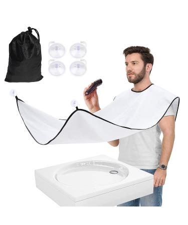 CHEDODU Beard Bib Beard Apron Waterproof Beard Apron Cape Grooming set for Trimming with 4 Suction Cups Best Gift for Boyfriend/Husband/Fathers day/Anniversary/Christmas Stocking Stuffers (White)