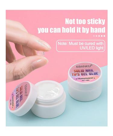 EBANKU Clear Solid Nail Glue Gel 2X 10ml - Acrylic Nail Tips Adhesive for Press On Nails - Manicure Gel Glue for False Nails (2PCS) - Buy Online on GoSupps.com