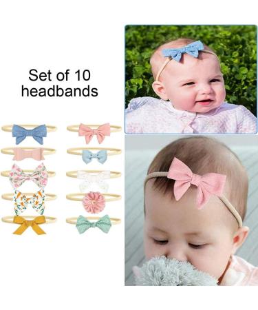 Headbands and Bows for Baby Girl 10 Pcs Hair Accessories for Newborn Infant Toddler with Different Chic colors and Styles - Buy Online on GoSupps.com