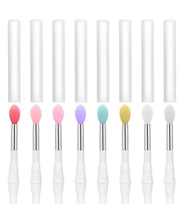 Unaone Silicone Lip Brushes, 8 PCS Makeup Beauty Lipstick Brushes with Cap Lip Applicator Brushes for Lipstick Lip Gloss Lip Mask Eyeshadow Multi-colored