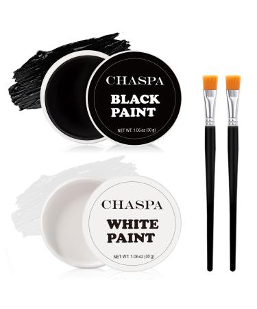 CHASPA Face Paint Black + White Clown Makeup Face Body Paint Set High Pigment Professional Oil-Based Cosmetic Paint for Halloween SFX Makeup Costume Multiple Uses(60g/2.11 oz)