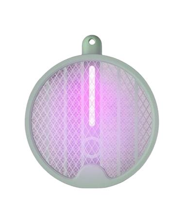 Fly Swatter Electric Zapper USB Rechargeable Electric Fly Swatter - Foldable Fly Swatter Racket 3000 Volts Fly for Buggs Fly Killers for Travel Outdoor Camping (Green)