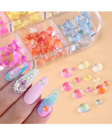 Aurora Mermaid Beads Nail Charms | Crystal Beads Gems for Nail Art Decoration | 6 Grids Mixed Color Rhinestones | DIY 3D Bubble Accessories for Acrylic Nails - Buy Online on GoSupps.com