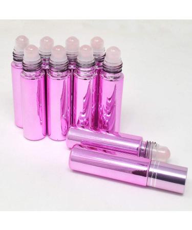 Buy 10pcs Pink 10ml Refillable Essential Oil Gemstone Roller Bottles - Rose Quartz | Free Bag Included - International Shipping Available - Buy Online on GoSupps.com