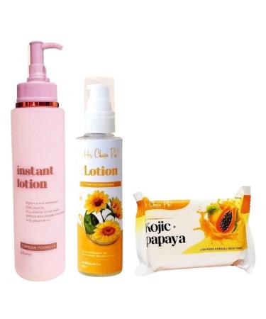 Her Choice PH Set C: Body Radiance Combo Kojic + Papaya Soap 120g Instant Moisturizing Lotion SPF 50 (250ml) Sunflower Beauty Oil for Smooth Hydration