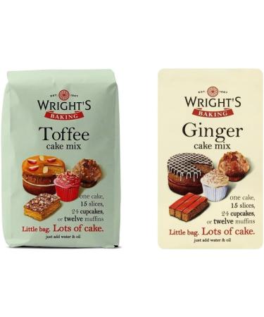 Wright's Baking Cake Mix Selection Pack Ginger And Toffee (One of Each 500g Pack) | can be used to bake light & moist cakes slices muffins or cupcakes - Buy Online on GoSupps.com