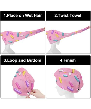 Buy Donut Glaze Microfiber Hair Towel Wrap for Women - 10"x26" Super Absorbent Hair Turban with Button Fast Shipping Worldwide - Buy Online on GoSupps.com