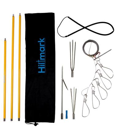 Hawaiian Sling Fishing Spear Set - 3 Piece Travel Fiberglass Pole Spear Harpoon for Fishing with Stainless Steel Single Barb, Lionfish & Paralyzer Tips - Also Includes Fishing Stringer & Travel Bag