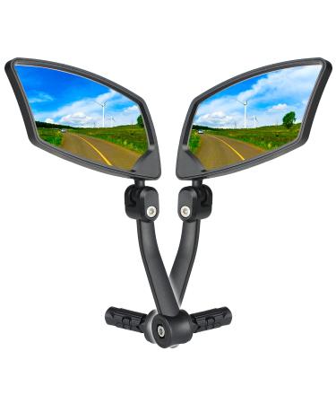 BriskMore Bar End Bike Mirror, HighDefinition Convex Scratch Resistant Glass Lens E-Bike Mirror,Safe Rearview Mirror A:Silver Lens 1PAIR