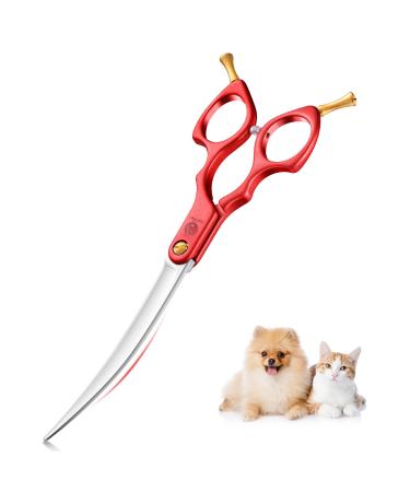 Purple Dragon 6.5 inch dog cups bent for dogs and cat grooming scissors with ultra -light space Aluminum handle jp 440c steel professional fur shear dogs for dog hairdressers and beginners red 6.5 " - Buy Online on GoSupps.com