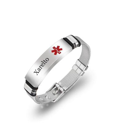 Free Custom Engraving Women Men's Stainless Steel Medical Alert Disease Awareness Bracelet Adjustable Emergency ID Bangle for Adults Kids