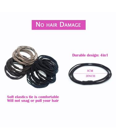 20pcs Seamless Elastic Hair Ties Bracelets for Men, Women, and Girls - Pony Tail Holders for Thick, Thin, Curly Hair - No Damage Hair Bands in Black, Gray, Brown - Buy Online on GoSupps.com
