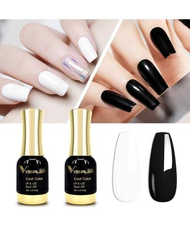VENALISA Black & White Gel Nail Polish Kit - 2 Pcs Soak Off UV LED Nail Art Set for DIY Manicure at Home | International Shipping - Buy Online on GoSupps.com
