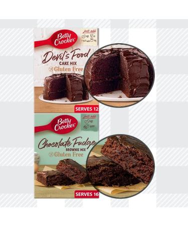 AETN Creations Gluten-Free Baking Bundle - Betty Crocker 2 Pack of Devils Food Chocolate Cake Mix and Chocolate Fudge Brownie with AETN Wooden Mixing Spoon - Buy Online on GoSupps.com
