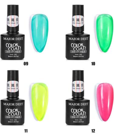 DouborQ Jelly Glass Gel Nail Polish Set 8ML 12 Colors Blue Red Purple Rainbow Neon Yellow Green Orange Summer Crystal Sweet Gel Polish Kit Translucent Soak Off UV Varnish Gel 12Color Jelly Gels Set - Buy Online on GoSupps.com