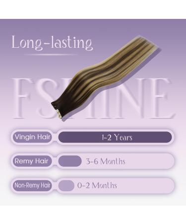 FSHINE Real Hair Tape Extensions - Dark Brown to Caramel Blonde 50cm 10 Pieces Virgin Hair Natural Silky Band 25g - Buy Online on GoSupps.com