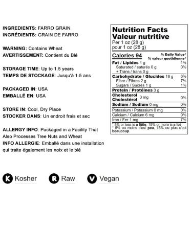 Organic Italian Pearled Farro 1lb - Kosher Vegan Grain | High Fiber | Bulk Pack - Buy Online on GoSupps.com