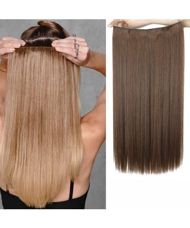 Shop 61 cm Smooth One Piece Human Hair Extensions - No Clip Remy Invisible Headband - 100g Light Brown Hair Pieces for Women - Buy Online on GoSupps.com
