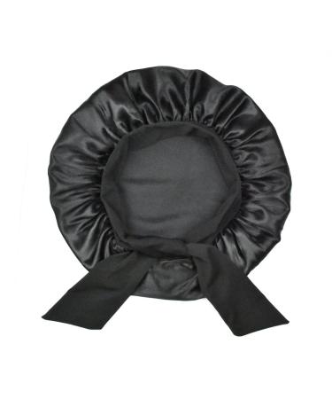 Silk Satin Bonnet for Curly Hair | Women's Sleep Cap for Girls | Large Black Satin Night Cap with Tie Band - Buy Online on GoSupps.com