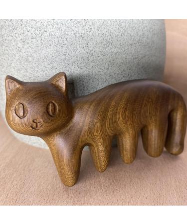 Didiseaon Cat-Shaped Wooden Massage Comb | Sandalwood Wide Tooth Scalp Comb for Men Women & Maternity - Buy Online on GoSupps.com
