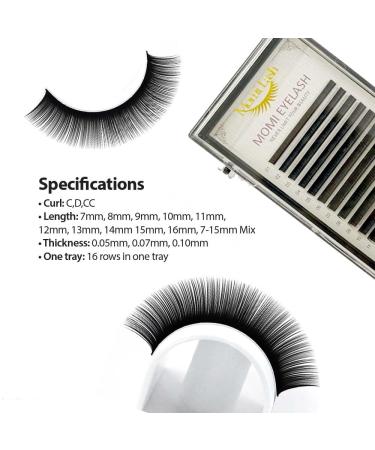 Premium Volume Lash Extensions - 0.05 0.07 0.10 Thickness C/D/CC Curl - Soft Silk Lash Trays for Professionals - Black 0.05 C (7-15mm) - International Shipping - Buy Online on GoSupps.com
