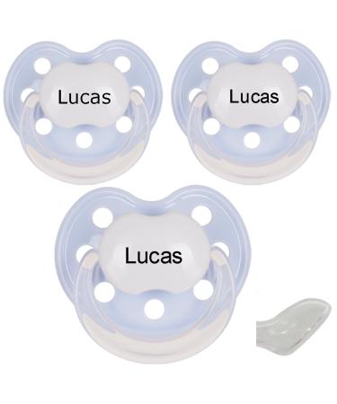 BabyNova pacifier with name anatomical silicone (pack of 3) size 1 (0-6 months light blue) 1 (0-6 months light blue