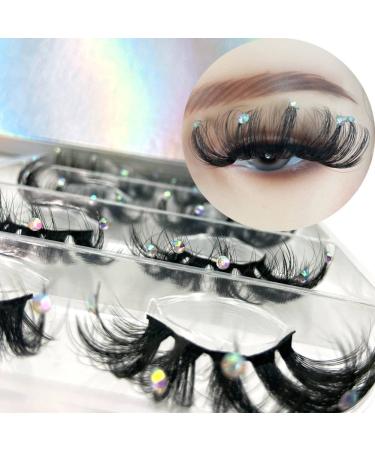 Mink lashes with glitter rhinstons for party (crystal) cystal