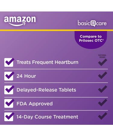 Amazon Basic Care Omeprazole 20mg Tablets - 42 Count | Acid Reducer for Frequent Heartburn - Buy Online on GoSupps.com