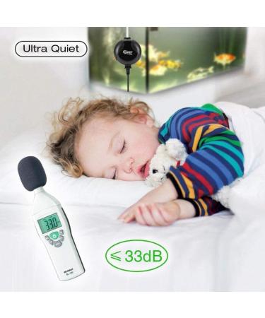 Hygger Quiet Aquarium Oxygen Pump - Ultra Quiet 33dB | 1.5W Power | 420ml/m | Ideal for Fish Pools & Nano Aquariums - Black - Buy Online on GoSupps.com