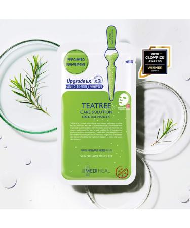 Mediheal TeaTree Care Solution Essential Mask - 10 Calming Leaf Masks for Sensitive Oily Skin | Korea's No. 1 Skin Care - Buy Online on GoSupps.com