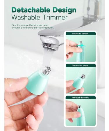 2023 Rechargeable Nose Hair Trimmer for Men & Women - Painless Ear, Eyebrow & Facial Hair Trimmer with Powerful Motor & Dual-Edge Blades - Easy Cleansing, IPX7 Waterproof - Green - Buy Online on GoSupps.com